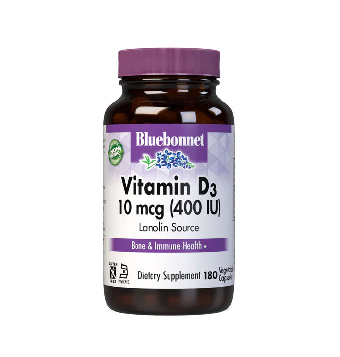 Bluebonnet Vitamin D3 400 IU – 180 Vegetable Capsules