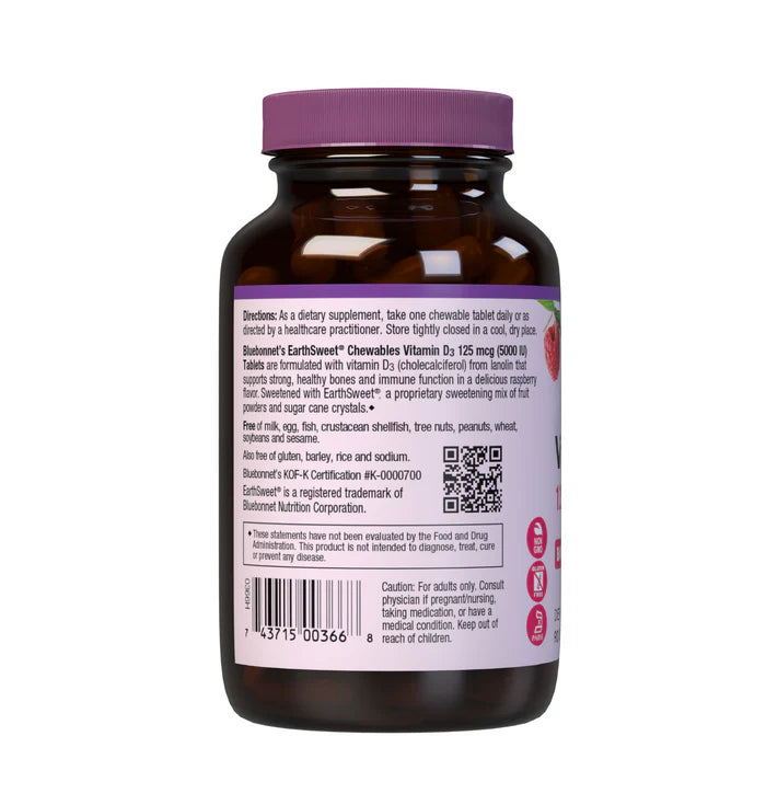 EARTHSWEET CHEWABLES VITAMIN D3 125 mcg 5000 IU 90 Count