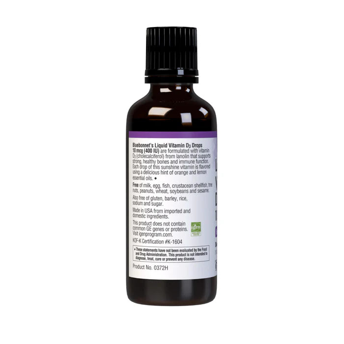 Bluebonnet Liquid Vitamin D3 Drops 400 IU (10 mcg) 1 oz