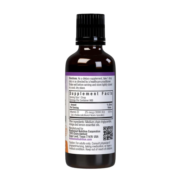 Bluebonnet Liquid Vitamin D3 Drops 1000 IU (25 mcg) 1 fl oz