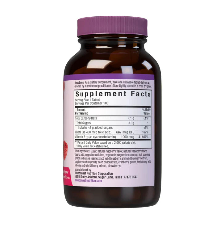 Bluebonnet Vitamins EarthSweet Vitamin B12 & Folic Acid — 180 Tablets