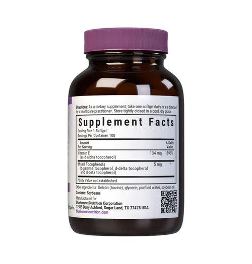 Bluebonnet Vitamin E 134 mg 200 IU 100 Softgels