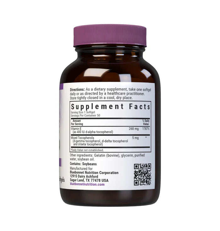 Bluebonnet Vitamin E 400 IU d-Alpha & Mixed Tocopherols 50 Softgels