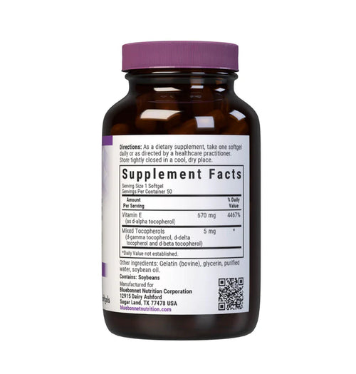 Bluebonnet Vitamin E 1000 IU 670 mg with Mixed Tocopherols 50 Softgels