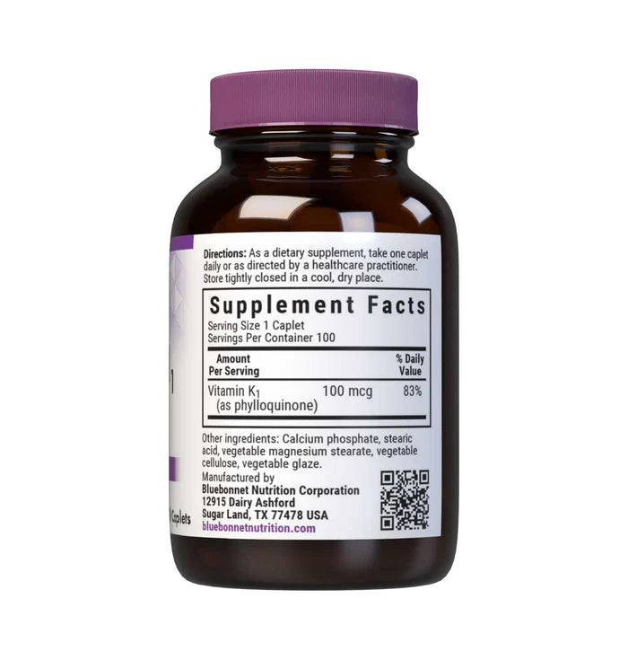 Bluebonnet Vitamin K1 100 mcg 100 Caplets