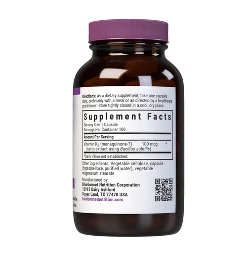 Bluebonnet Vitamin K2 100 mcg 100 Veg Capsules