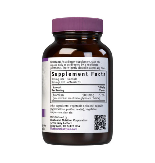 Bluebonnet Nutrition Chelated Chromium 200 mcg | 90 Veg Capsules