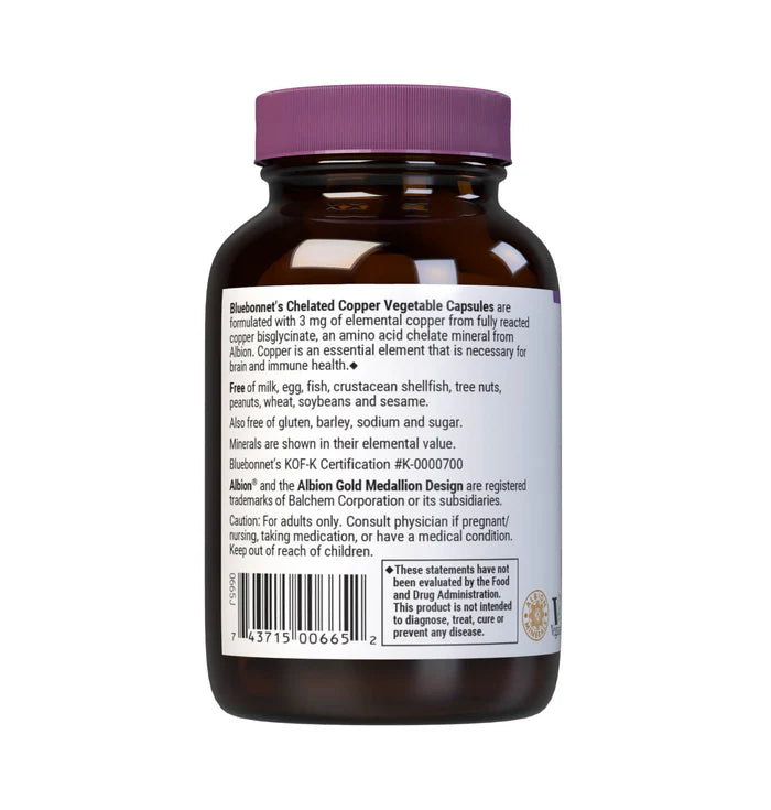 Bluebonnet Vitamins Chelated Copper 90 VCaps
