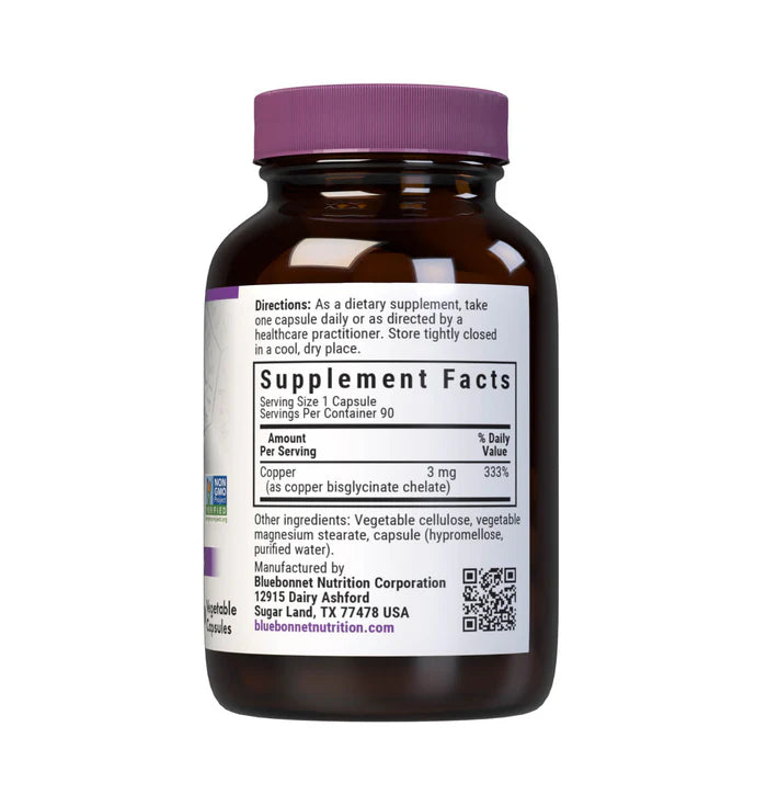 Bluebonnet Vitamins Chelated Copper 90 VCaps