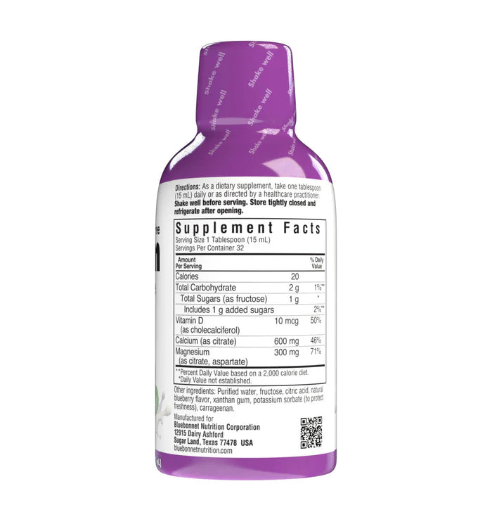 Bluebonnet Liquid Calcium Magnesium Citrate & Vitamin D3 Blueberry 16 fl oz