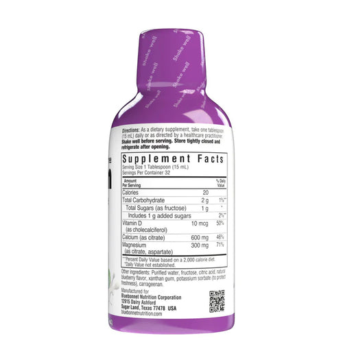 Bluebonnet Liquid Calcium Magnesium Citrate & Vitamin D3 Blueberry 16 fl oz