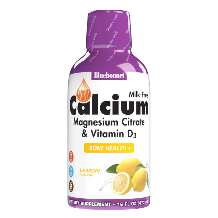 Bluebonnet Liquid Calcium Magnesium Citrate & Vitamin D3 Natural Lemon 16 fl oz