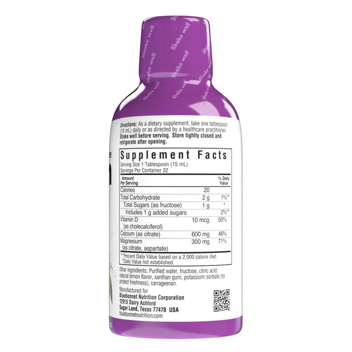 Bluebonnet Liquid Calcium Magnesium Citrate & Vitamin D3 Natural Lemon 16 fl oz