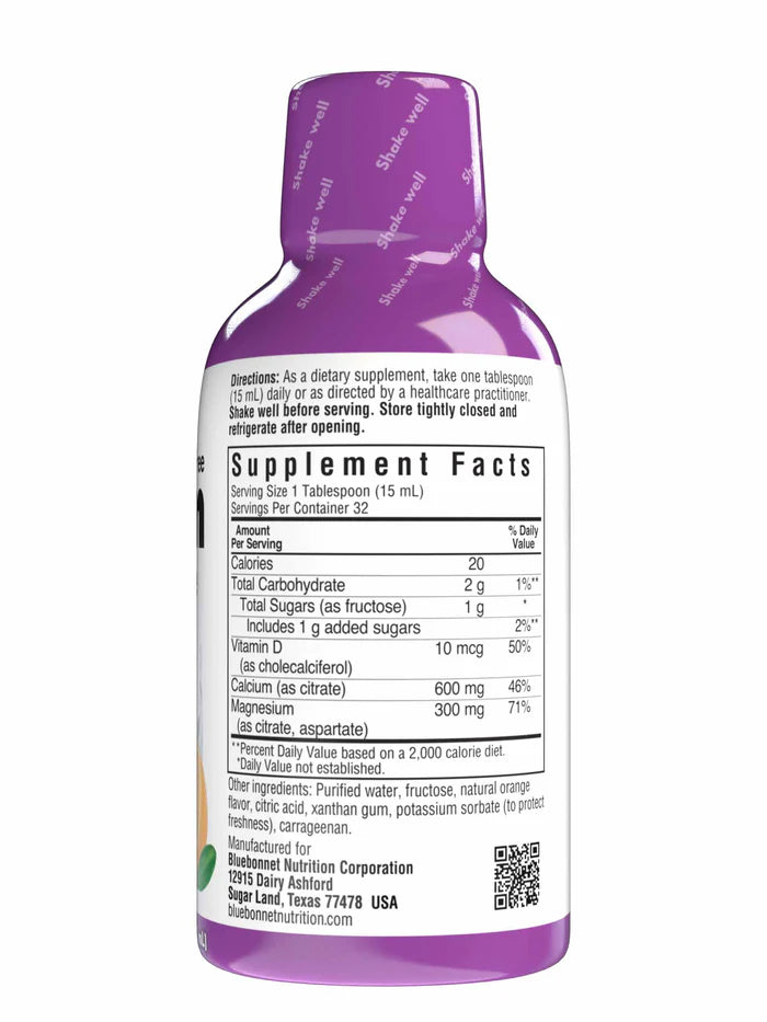 Bluebonnet Liquid Calcium Magnesium Citrate & Vitamin D3 Natural Orange 16 fl oz