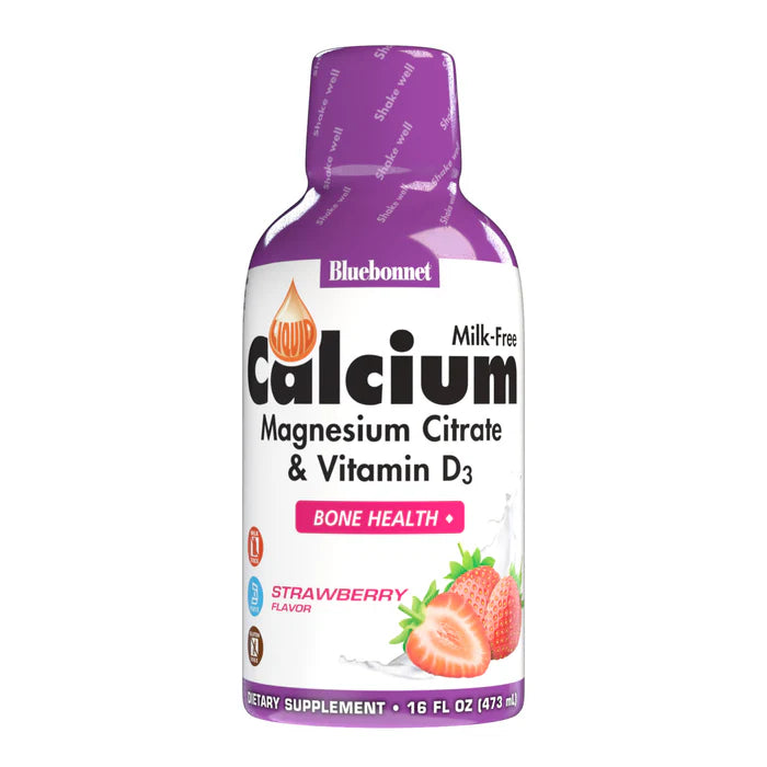 Bluebonnet Liquid Calcium Magnesium Citrate & Vitamin D3 Natural Strawberry 16 fl oz