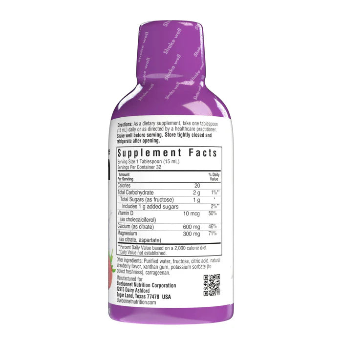 Bluebonnet Liquid Calcium Magnesium Citrate & Vitamin D3 Natural Strawberry 16 fl oz
