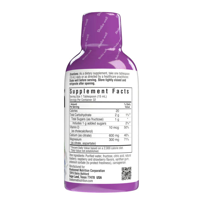 Bluebonnet Liquid Calcium Magnesium Citrate & Vitamin D3 Natural Mixed Berry 16 fl oz