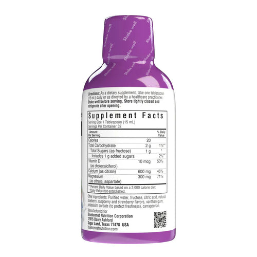 Bluebonnet Liquid Calcium Magnesium Citrate & Vitamin D3 Natural Mixed Berry 16 fl oz