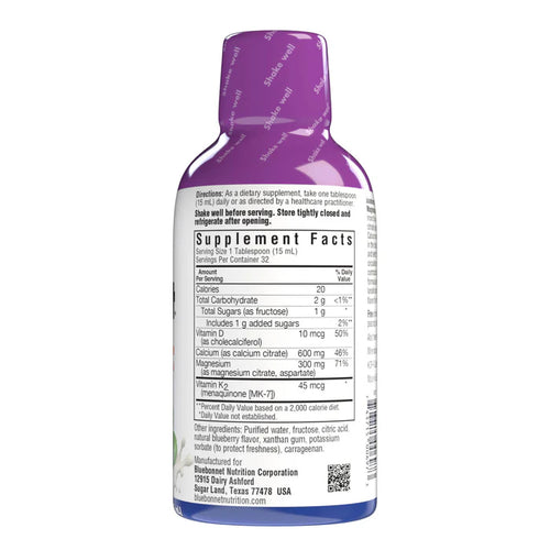 Bluebonnet Liquid Bone Support with Calcium Magnesium D3 & K2 Blueberry 16 fl oz