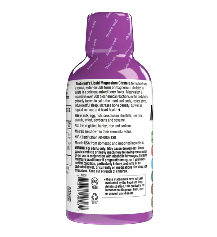 Bluebonnet Liquid Magnesium Citrate Mixed Berry 16 fl oz
