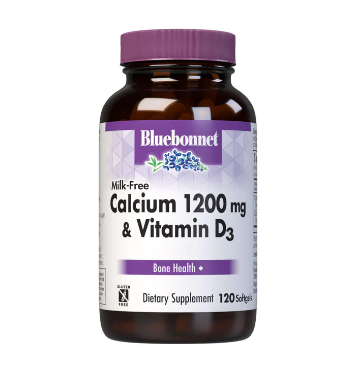 Bluebonnet Calcium 1200 mg & Vitamin D3 Milk-Free 120 Softgels