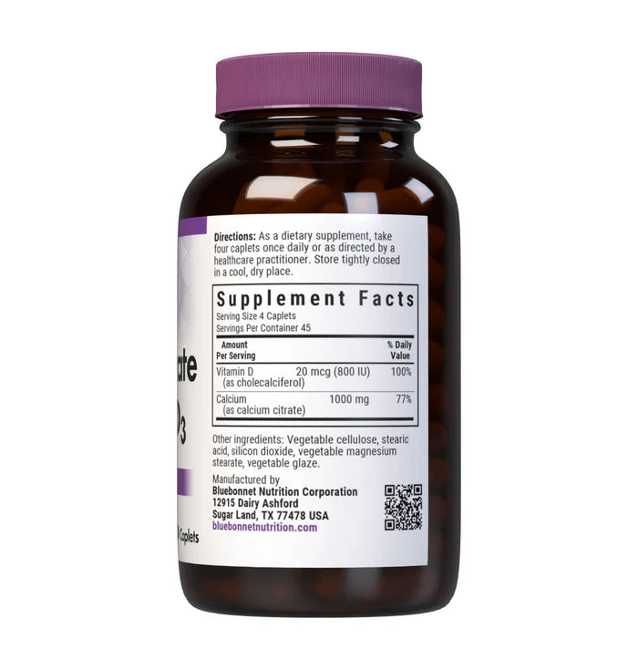 Bluebonnet Calcium Citrate & Vitamin D3 180 Caplets