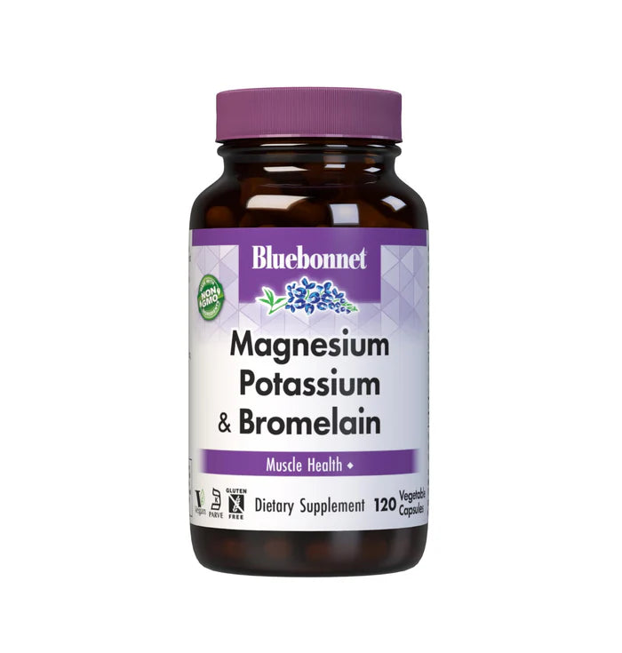 Bluebonnet Magnesium Potassium & Bromelain 120 Vegetable Capsules