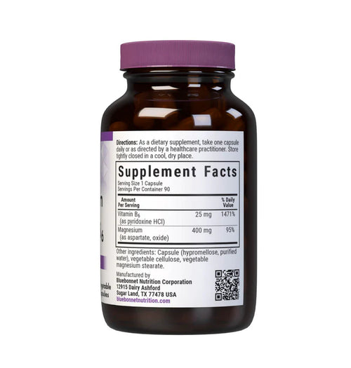 Bluebonnet Magnesium 400 mg Plus Vitamin B6 90 Vegetable Capsules