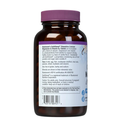 Bluebonnet EarthSweet Chewables Calcium Magnesium & Vitamin D3 Natural Vanilla 90 Tablets