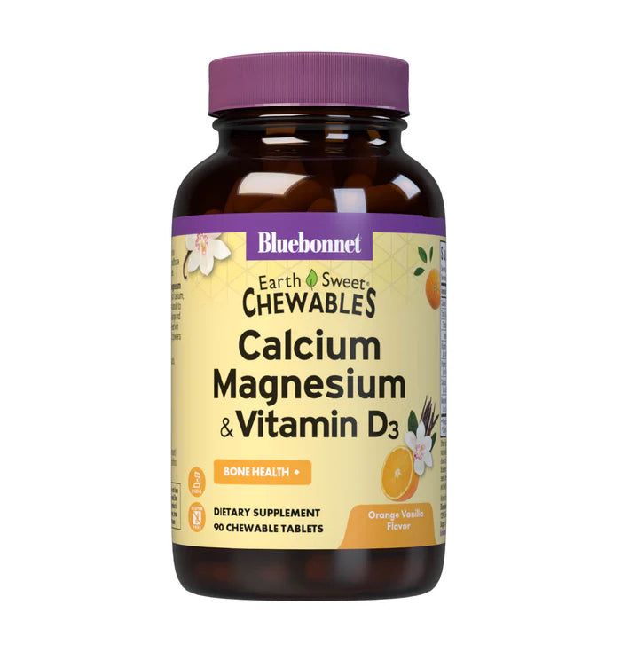 Bluebonnet EarthSweet Chewables Calcium Magnesium & Vitamin D3 Natural Orange Vanilla 90 Tablets