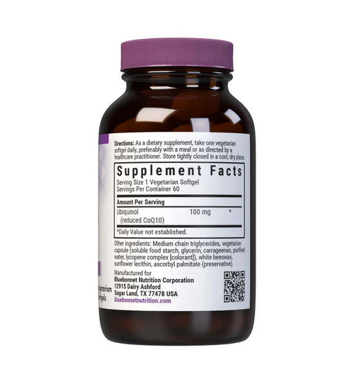 Bluebonnet CoQ10 Ubiquinol 100 mg 60 Vegetarian Softgels