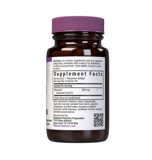 Bluebonnet CoQ10 Ubiquinol 200 mg 30 Vegetarian Softgels