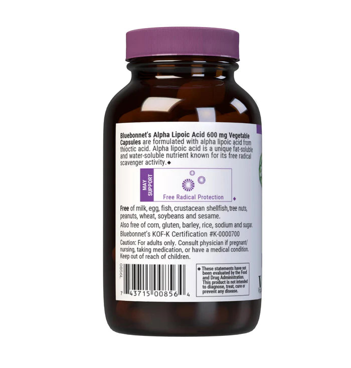 Bluebonnet Alpha Lipoic Acid 600 mg 60 Veg Capsules