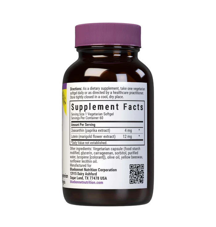 Bluebonnet Zeaxanthin & Lutein 4 mg / 12 mg 60 Softgels