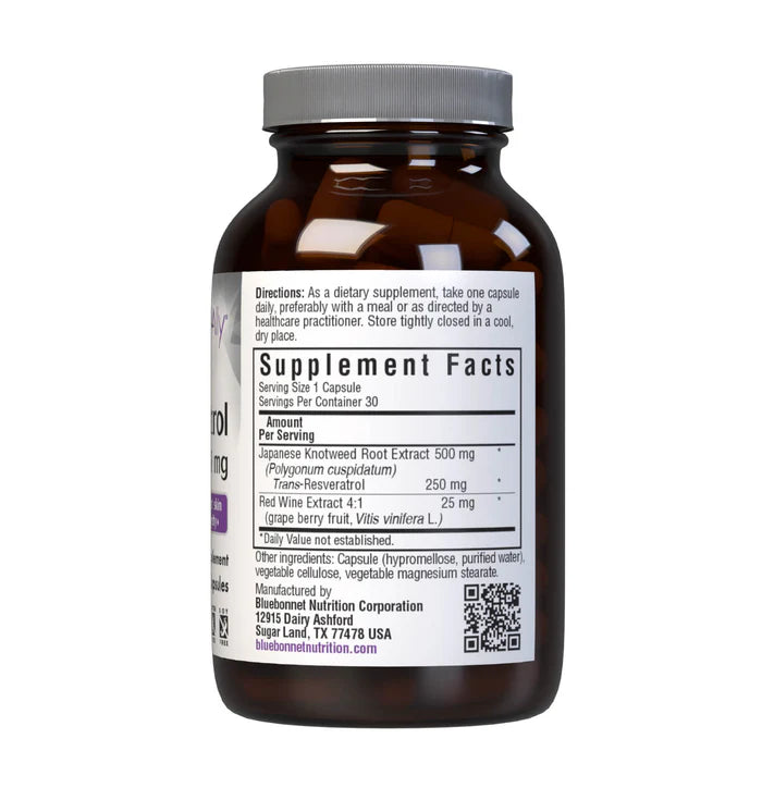 Bluebonnet Beautiful Ally Resveratrol 250 mg 30 Vegetable Capsules