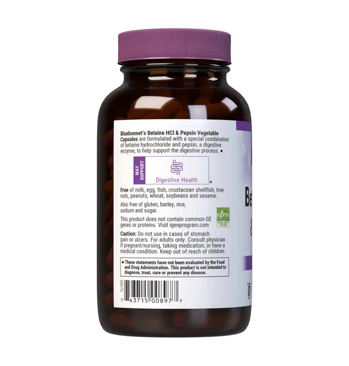 Bluebonnet Betaine HCl & Pepsin 90 VCaps product image 3