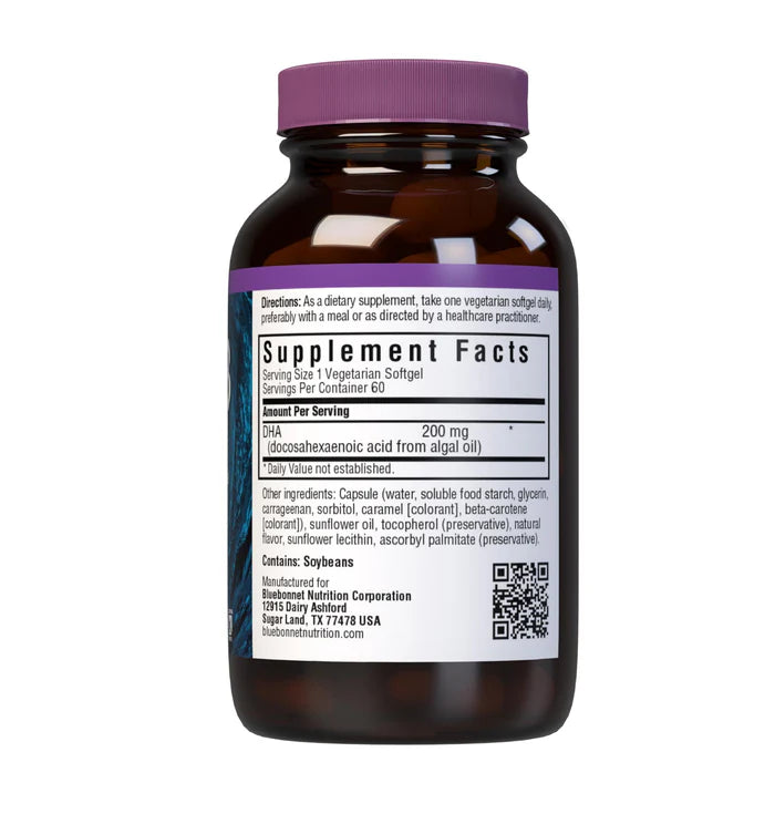 Bluebonnet Omega-3 Vegetarian DHA 200 mg 60 Vegetarian Softgels