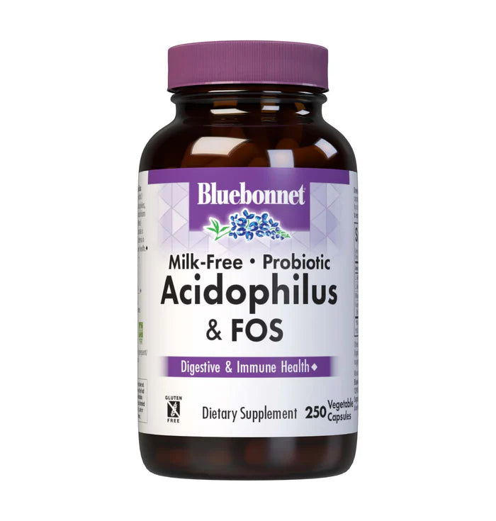 Bluebonnet Nutrition Milk-Free Probiotic Acidophilus &amp; FOS | 250 Veg Capsules