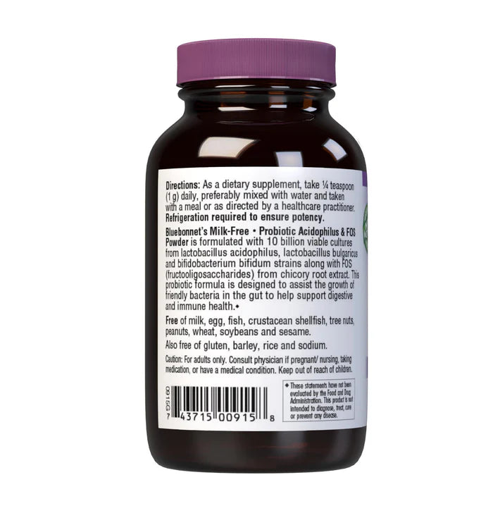 Bluebonnet Nutrition Milk-Free Probiotic Acidophilus & FOS Powder