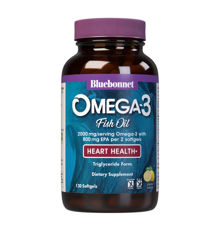 Bluebonnet Vitamins Omega-3 Fish Oil Heart Health Lemon 2000 mg - 120 Softgels