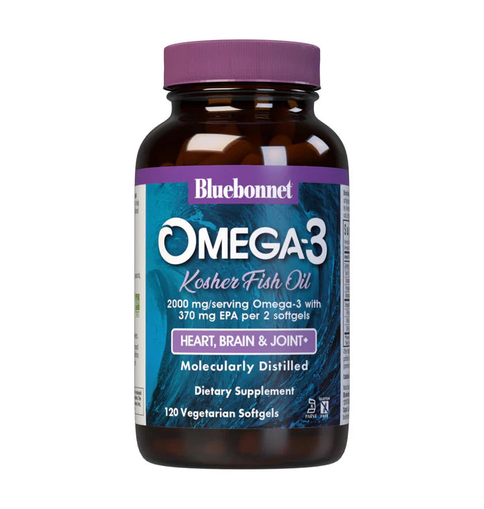 Bluebonnet Omega-3 Kosher Fish Oil 120 Vegetarian Softgels
