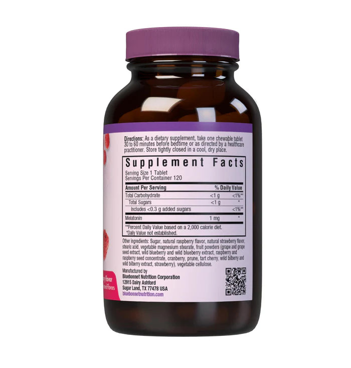Bluebonnet EarthSweet Chewables Melatonin 1 mg Natural Raspberry 120 Tablets