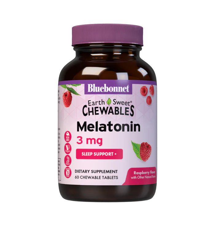 Bluebonnet EarthSweet Chewables Melatonin 3 mg Natural Raspberry 60 Tablets