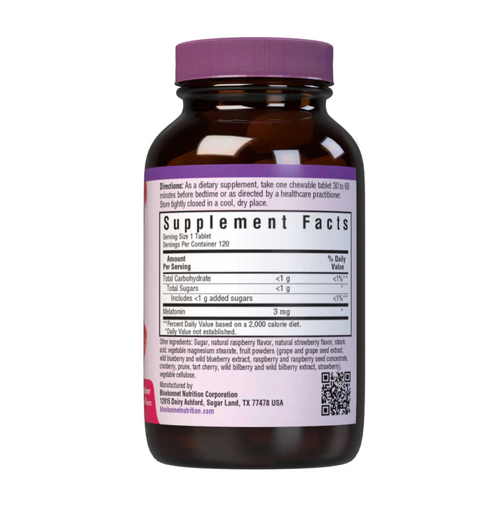 Bluebonnet EarthSweet Chewables Melatonin 3 mg Natural Raspberry 120 Tablets