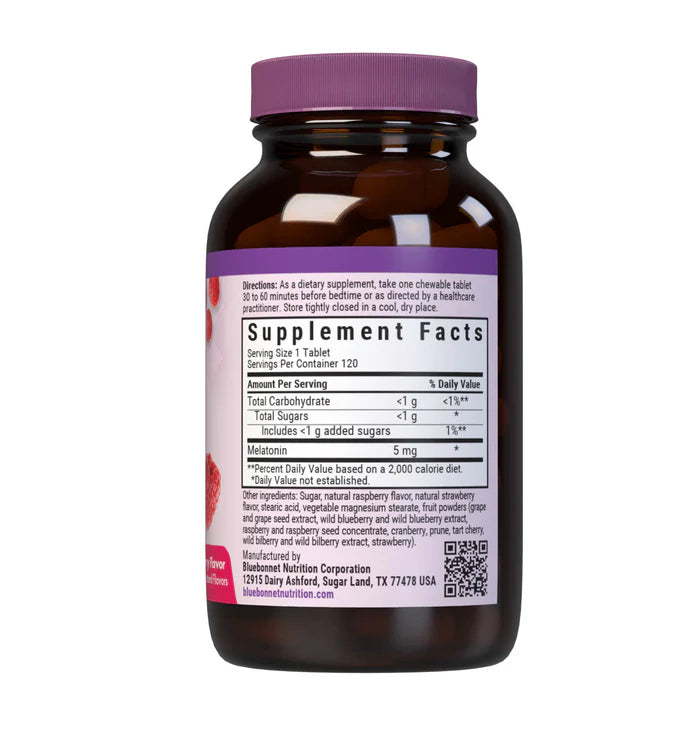 Bluebonnet EarthSweet Chewables Melatonin 5 mg Natural Raspberry 120 Tablets