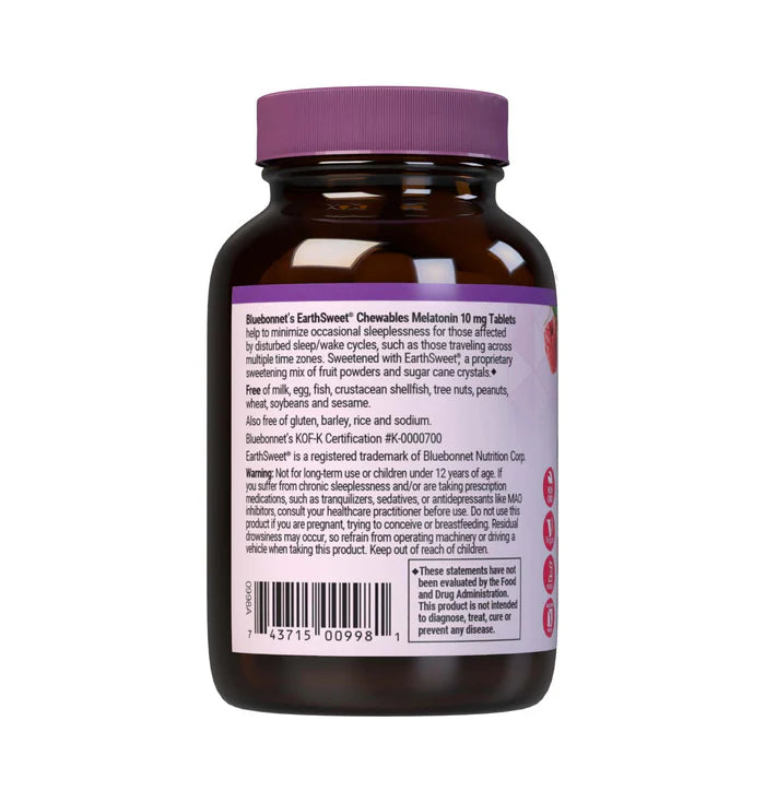 Bluebonnet Vitamins EarthSweet Chewables Melatonin 10 mg Raspberry - 10 Tablets
