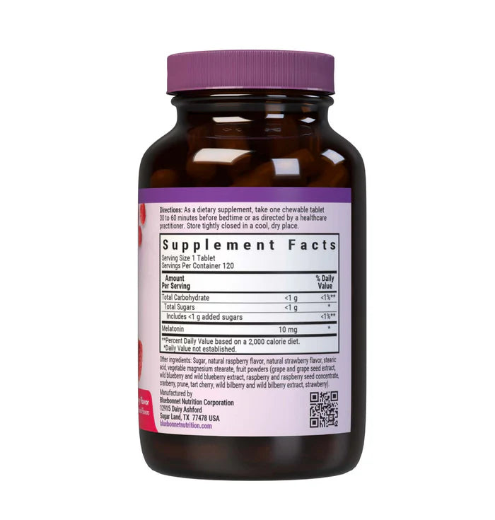 Bluebonnet EarthSweet Chewables Melatonin 10 mg Natural Raspberry 120 Tablets