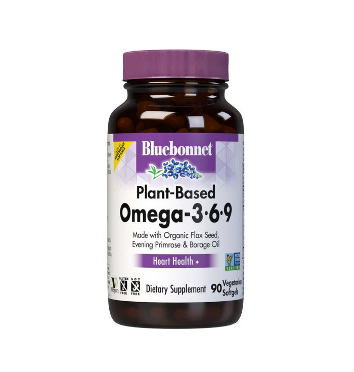 Bluebonnet Plant Based Omega 3 6 9 1000mg Flax Borage EPO 60 Softgels