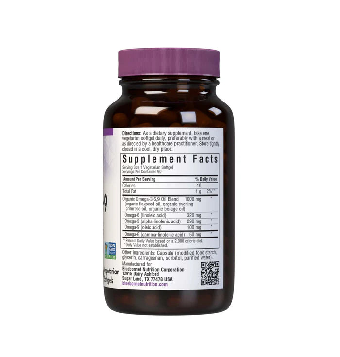 Bluebonnet Plant Based Omega 3 6 9 1000mg Flax Borage EPO 60 Softgels
