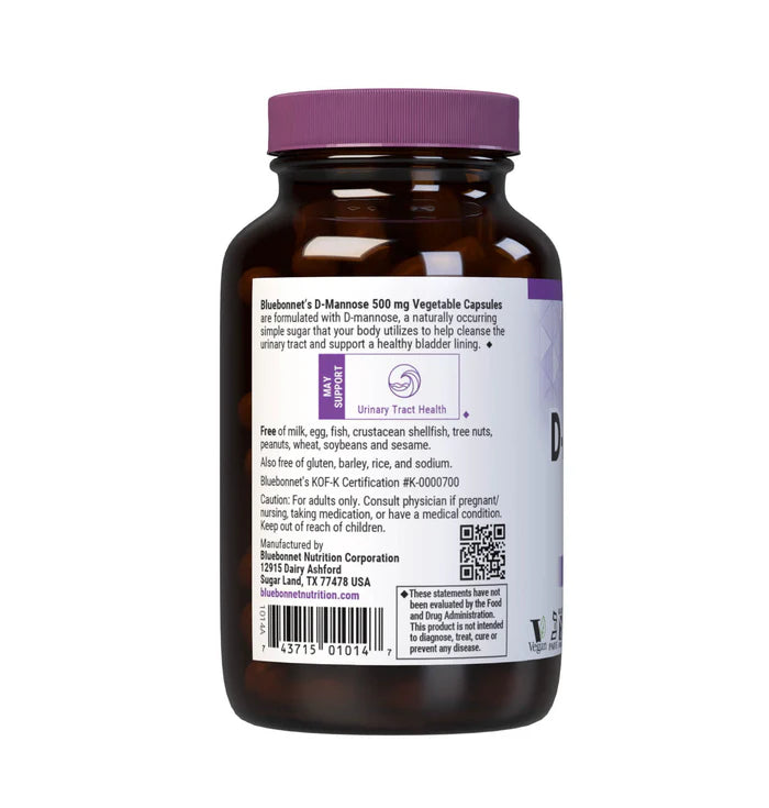 Bluebonnet Nutrition D-Mannose 500 mg | 90 Veg Capsules